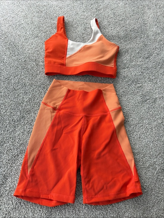 Wilo The Label Pants - WILO Workout Set - Orange & White - Size XS